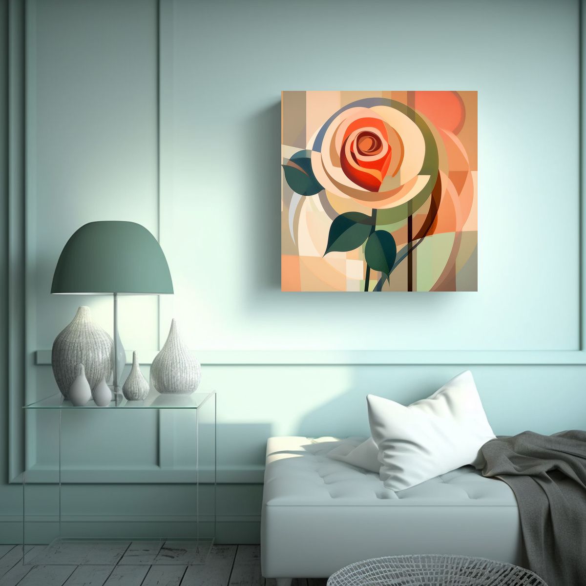 GENERICO - Cuadro Decorativo Elfiky De Rosa Brillante Y 70x70 Cm