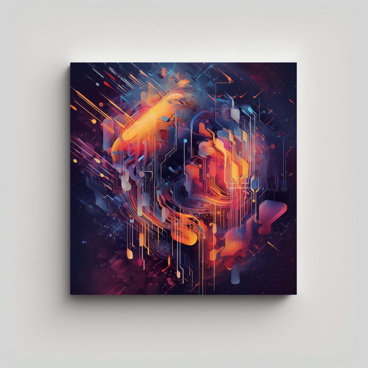 GENERICO - Cuadro Abstracción Generativa AI Impacto Visual 70x70 Cm