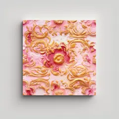 GENERICO - Cuadro Moderno Impactante Pintura Rosa Y Dorada 70x70 Cm.