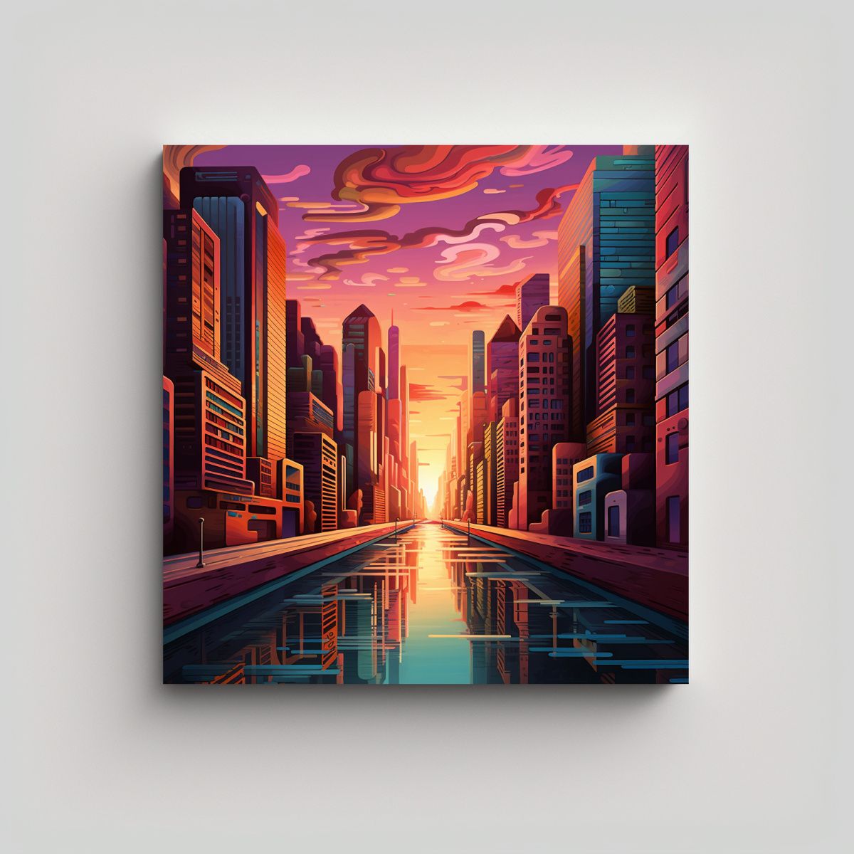 GENERICO - Pinturas Decorativas De La Ciudad Moderna Con 80x80 Cm
