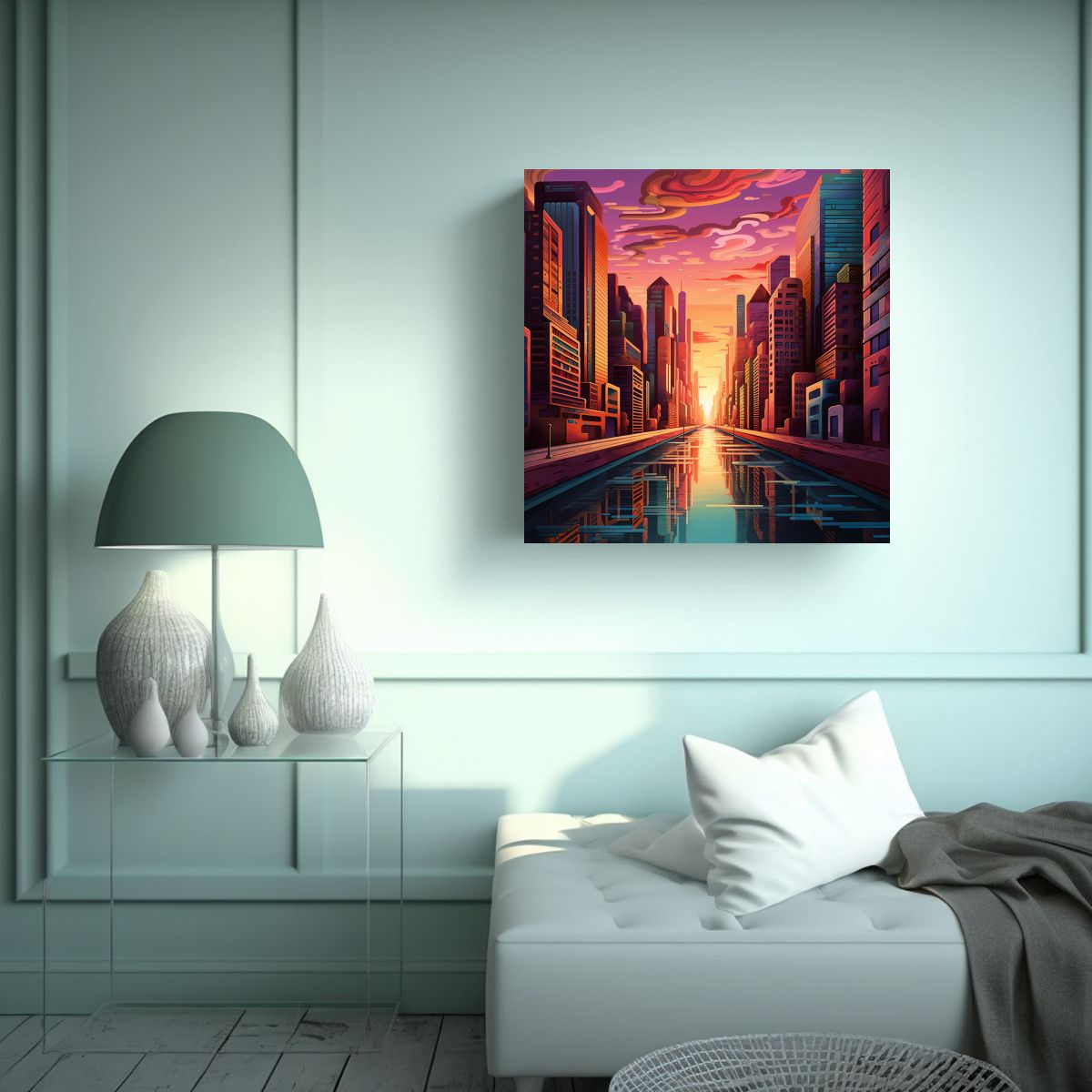 GENERICO - Pinturas Decorativas De La Ciudad Moderna Con 80x80 Cm