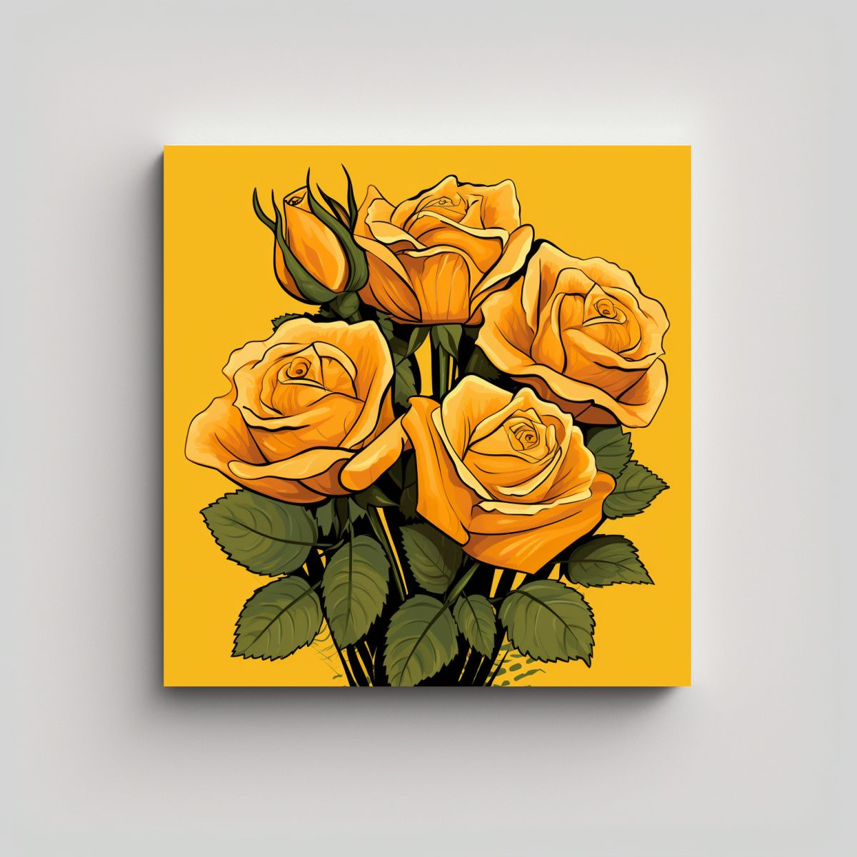 GENERICO - Impresionantes Cuadros Modernos De Rosas 70x70 Cm