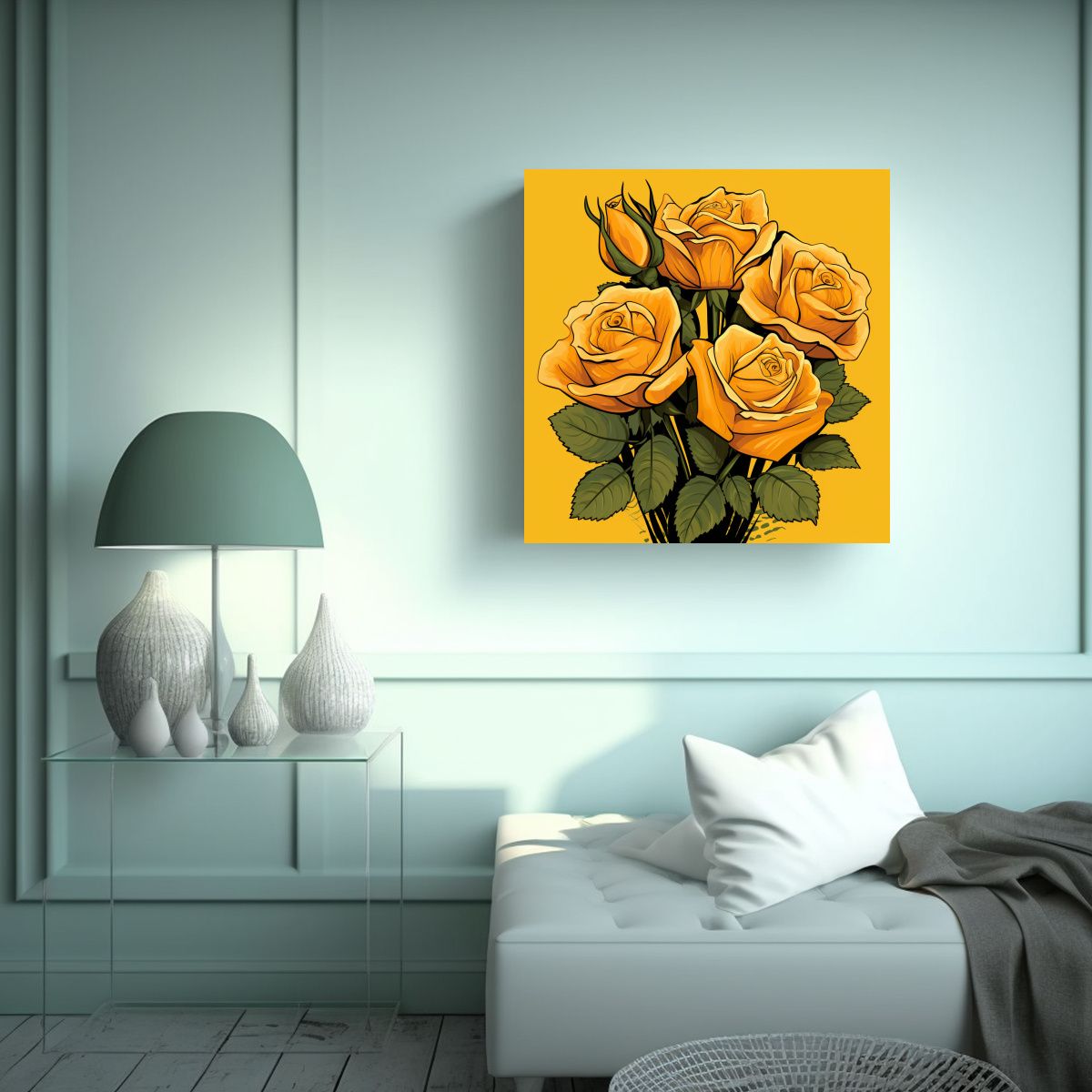 GENERICO - Impresionantes Cuadros Modernos De Rosas 70x70 Cm