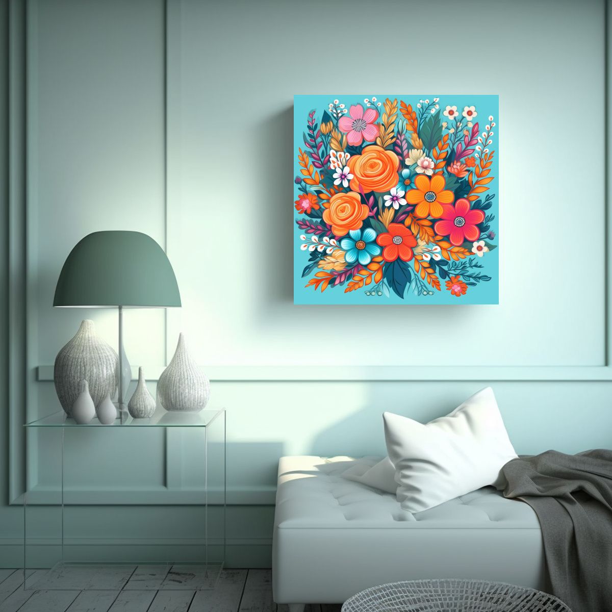 GENERICO - Fantasía Moderna Canva Bouquet Floral Cute En 90x90 Cm