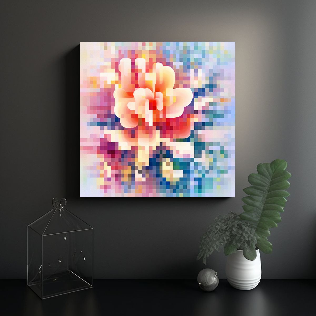 GENERICO - Cuadro Cuadro Expresiva Patrón Flor Abstracta 70x70 Cm.