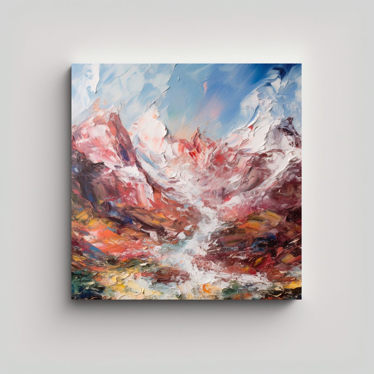 GENERICO - Pintura Alpina Caótica Para Decoración Arte 70x70 Cm