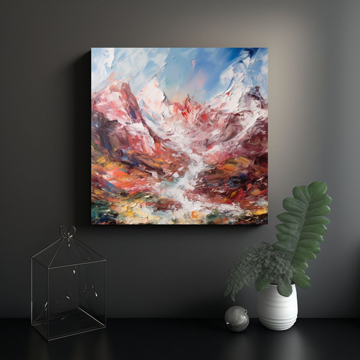 GENERICO - Pintura Alpina Caótica Para Decoración Arte 70x70 Cm