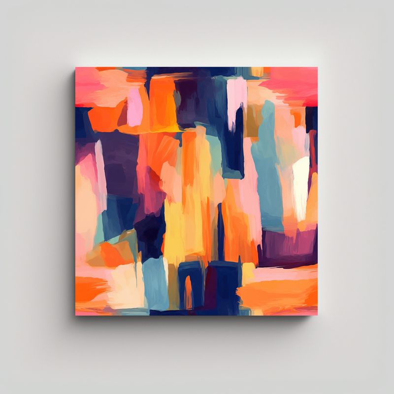 GENERICO - Cuadro Decorativo Abstracto En Tonos Naturales 80x80 Cm