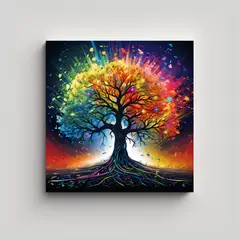 GENERICO - Cuadro Vanguardia Representación De Un Árbol De 80x80 Cm