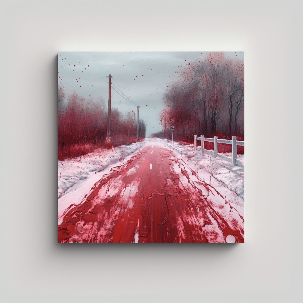 GENERICO - Cuadro Dibujo Elegante Nieve Salpicada De Pintura 80x80 Cm.