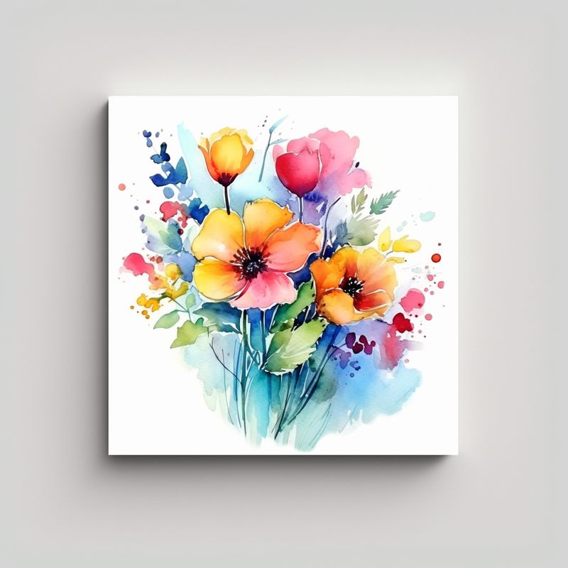 GENERICO - Cuadro Decorativo Lienzo De Tela Con Flores En 70x70 Cm