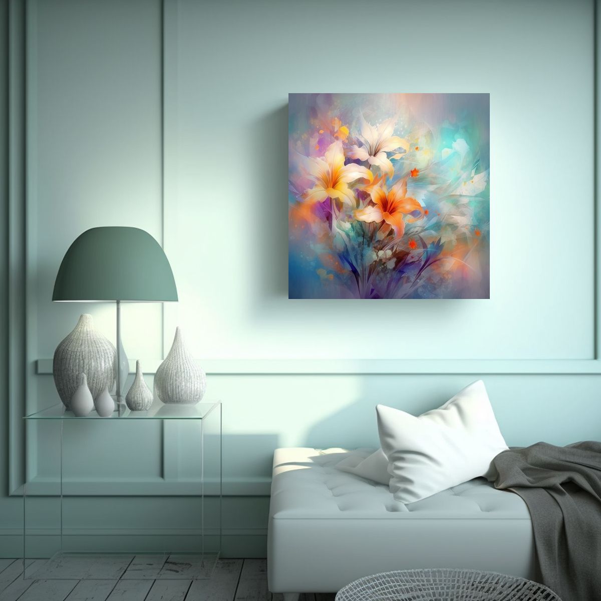 GENERICO - Arte De Pared Contraste Expresivo De Flores 80x80 Cm