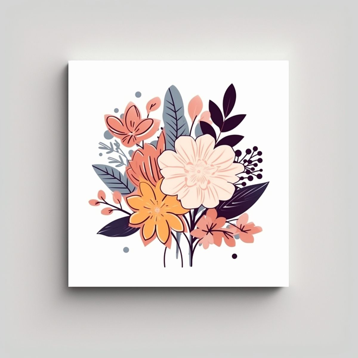 GENERICO - Arte De Simetría Inspirador Bouquet De Flores Y 80x80 Cm