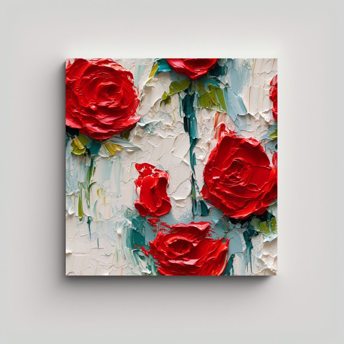 GENERICO - Cuadros Decorativos Con Rosas Rojas En Fondo 80x80 Cm.