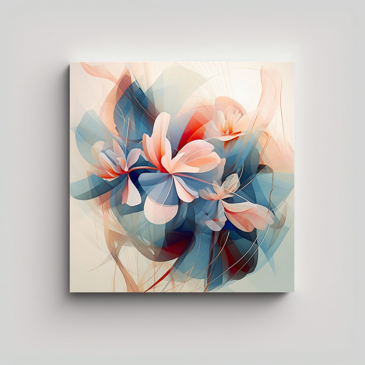 GENERICO - Ilustración Geométrica Suave De Flores Marina 70x70 Cm.