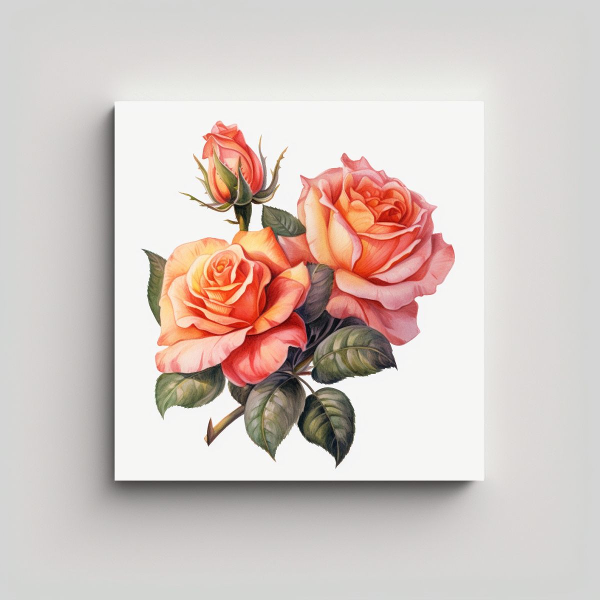 GENERICO - Cuadro Conceptual Linda Flores Acuarela Imágenes 80x80 Cm