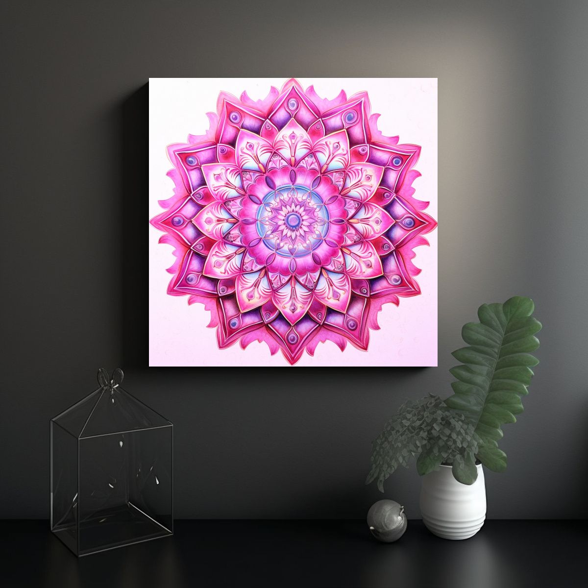 GENERICO - Pinturas Decorativas Mandalapinkcrytal Para Tu 80x80 Cm.