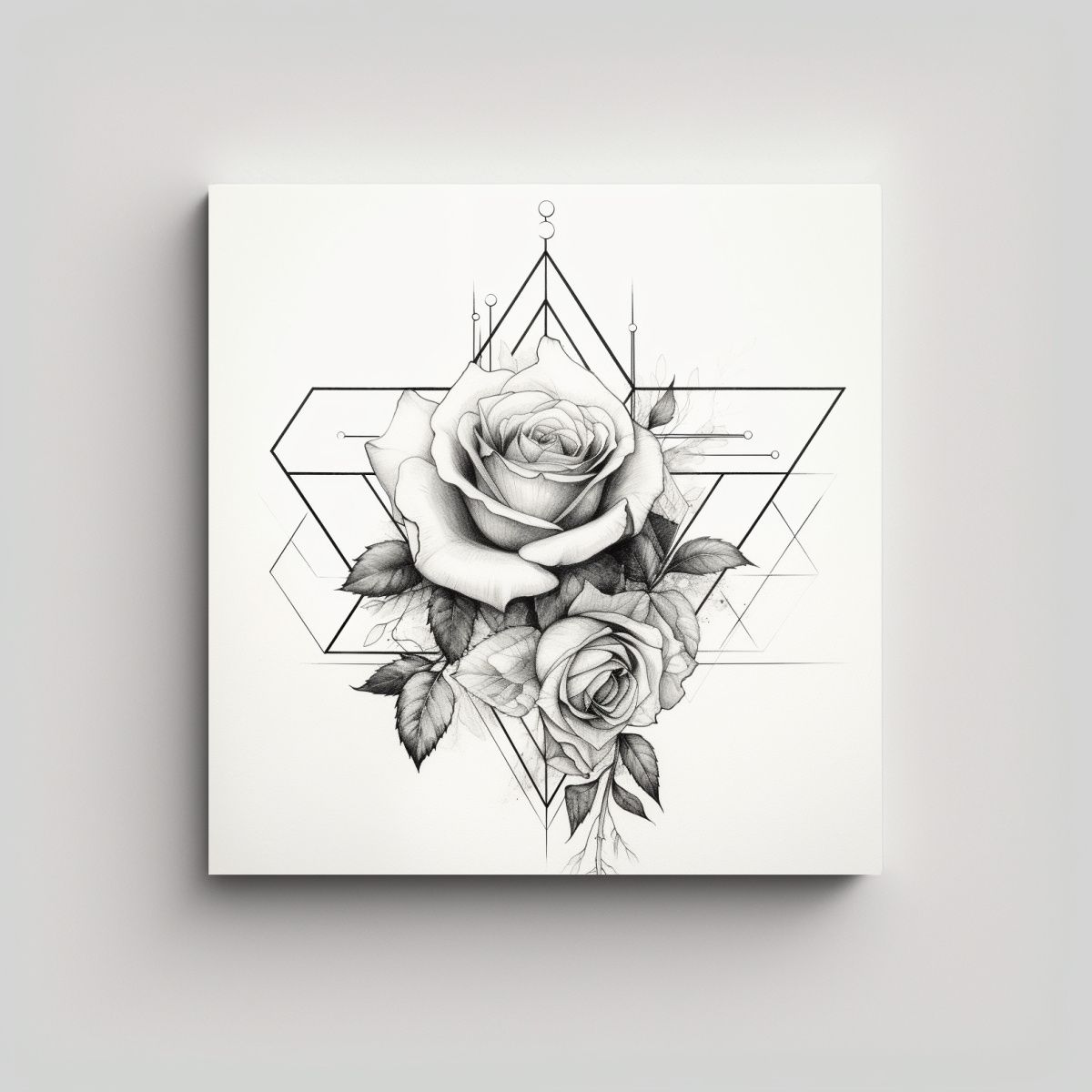 GENERICO - Cuadro Creativo De Rosa Con Patrones Geométricos 70x70 Cm