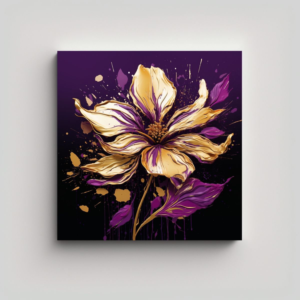 GENERICO - Pintura Mural En Colores Púrpura Y Dorado Con 70x70 Cm