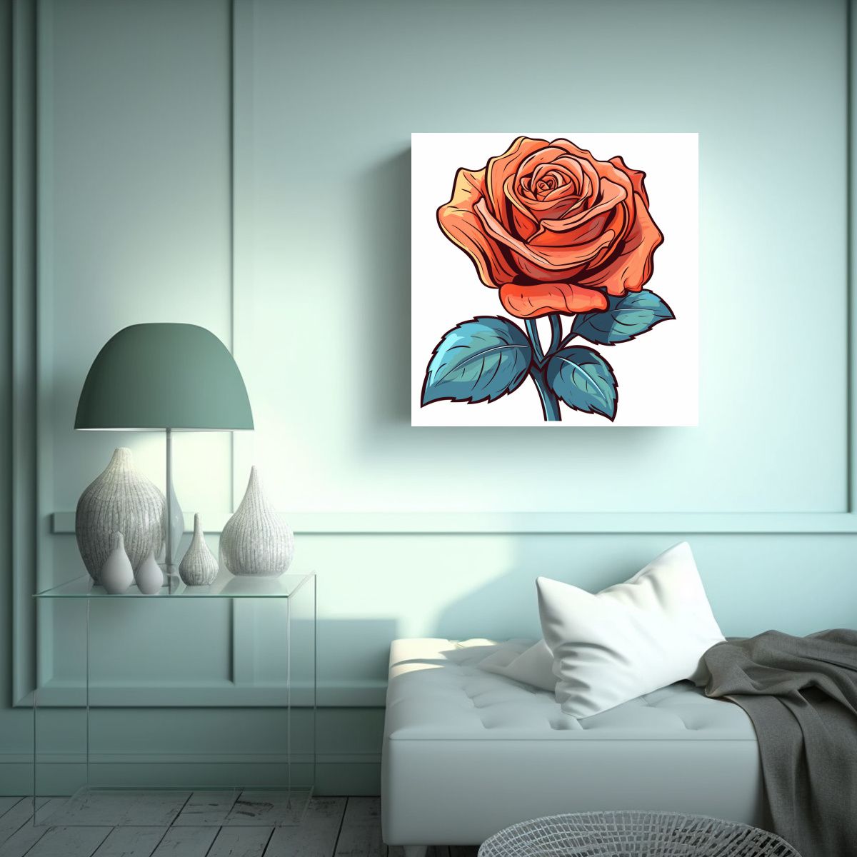 GENERICO - Arte Pared Lienzo Ilustración Rosa Armoniosa 90x90 Cm