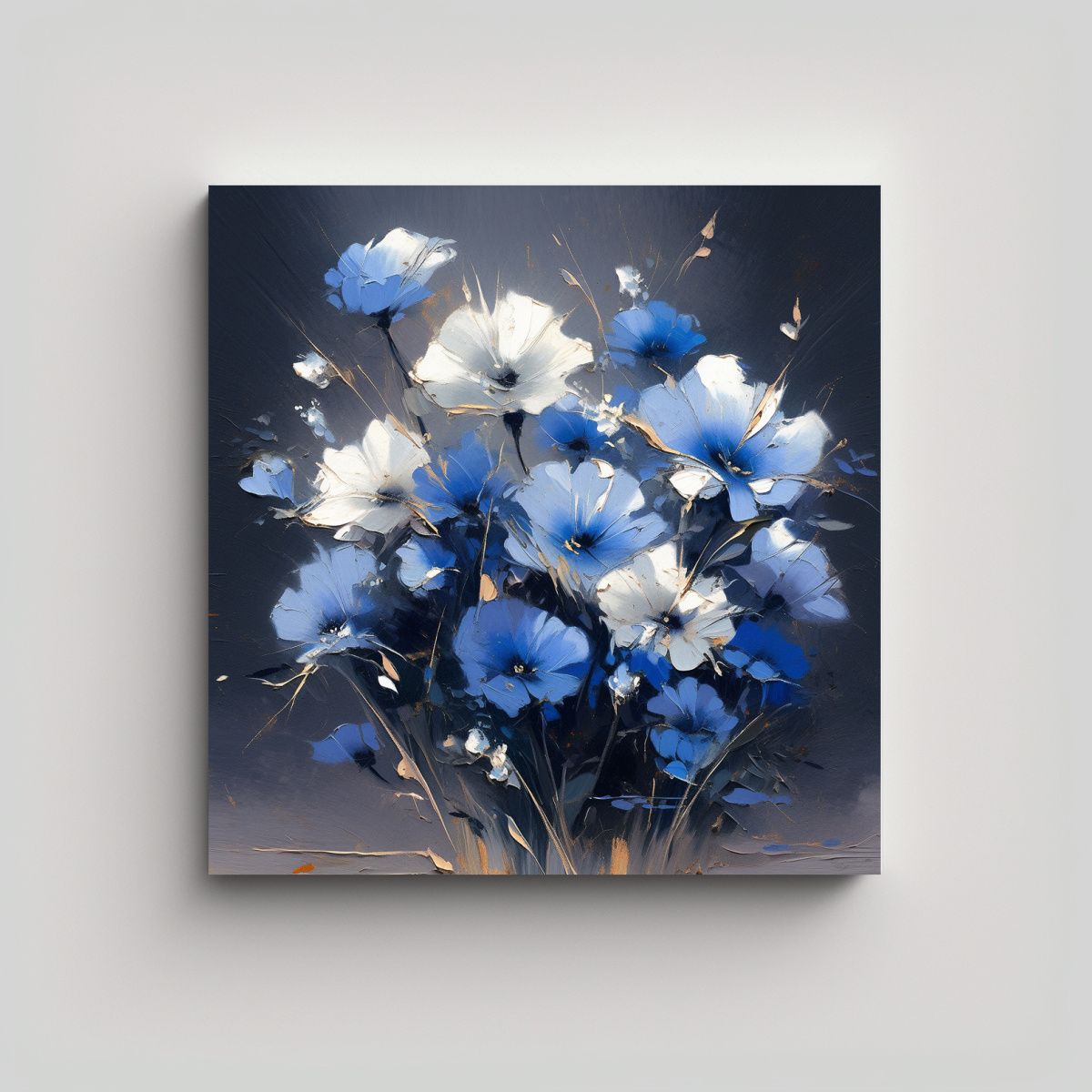 GENERICO - Pintura Luminosa De Flores En Colores Plata Para 70x70 Cm