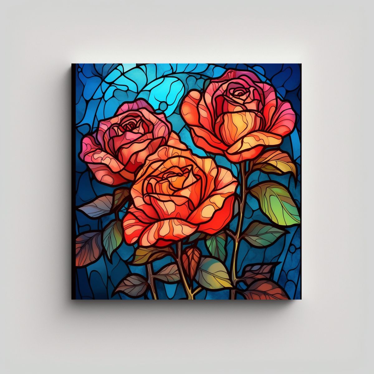 GENERICO - Cuadro Belleza Canva Rosas De Vitral En Arte 70x70 Cm