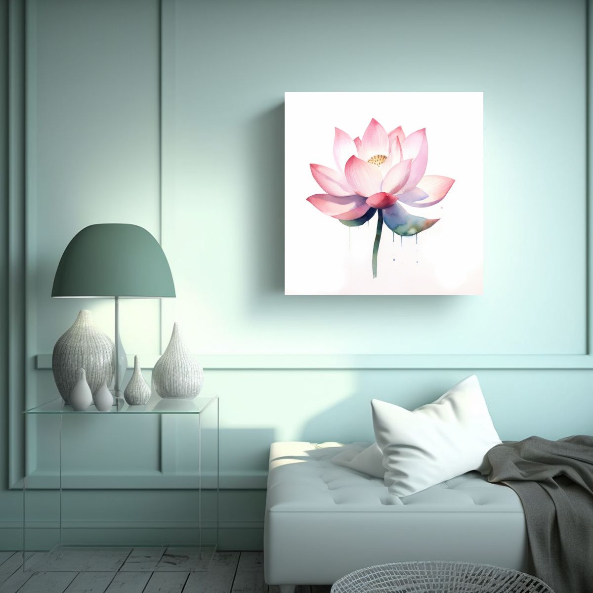 GENERICO - Pintura De Loto En Lienzo Resistente E Inspirador 90x90 Cm