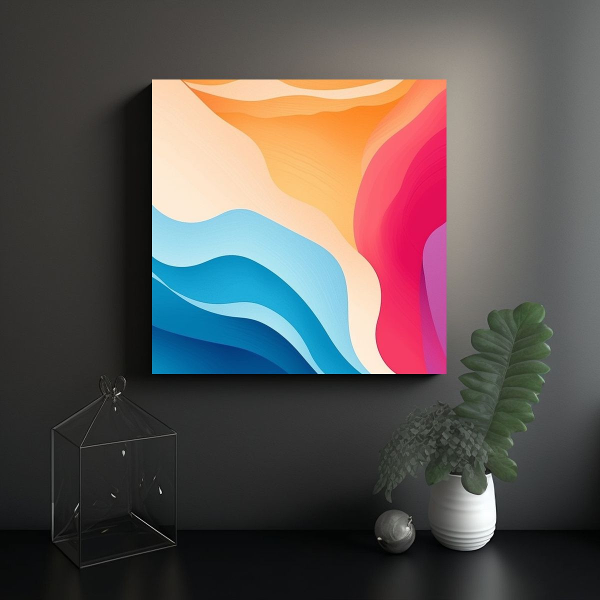 GENERICO - Cuadro Moderno Luminoso Abstracción Gradación 80x80 Cm.