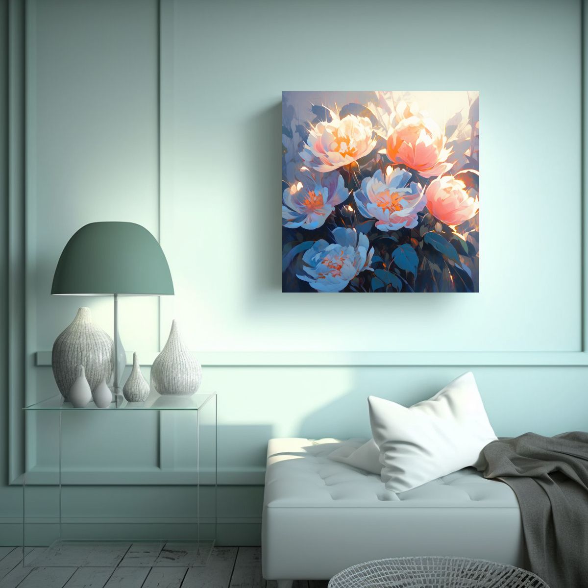 GENERICO - Pintura De Flores Vibrantes En Lienzo Estilo 70x70 Cm