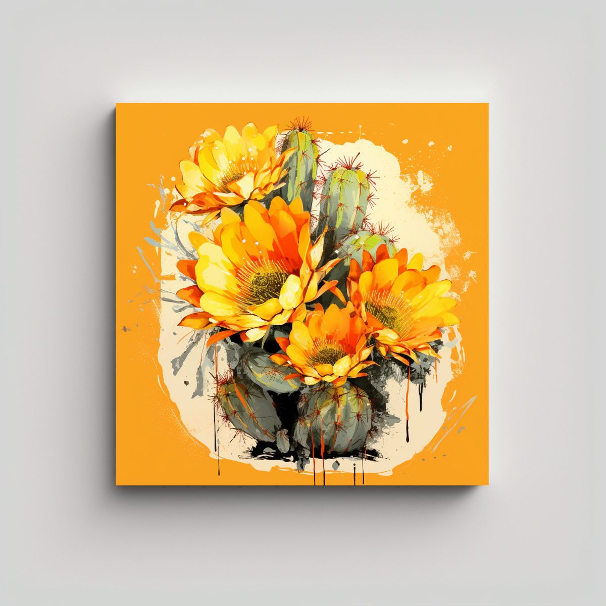 GENERICO - Pinturas Decorativas De Cactus En Amarillo Con 90x90 Cm