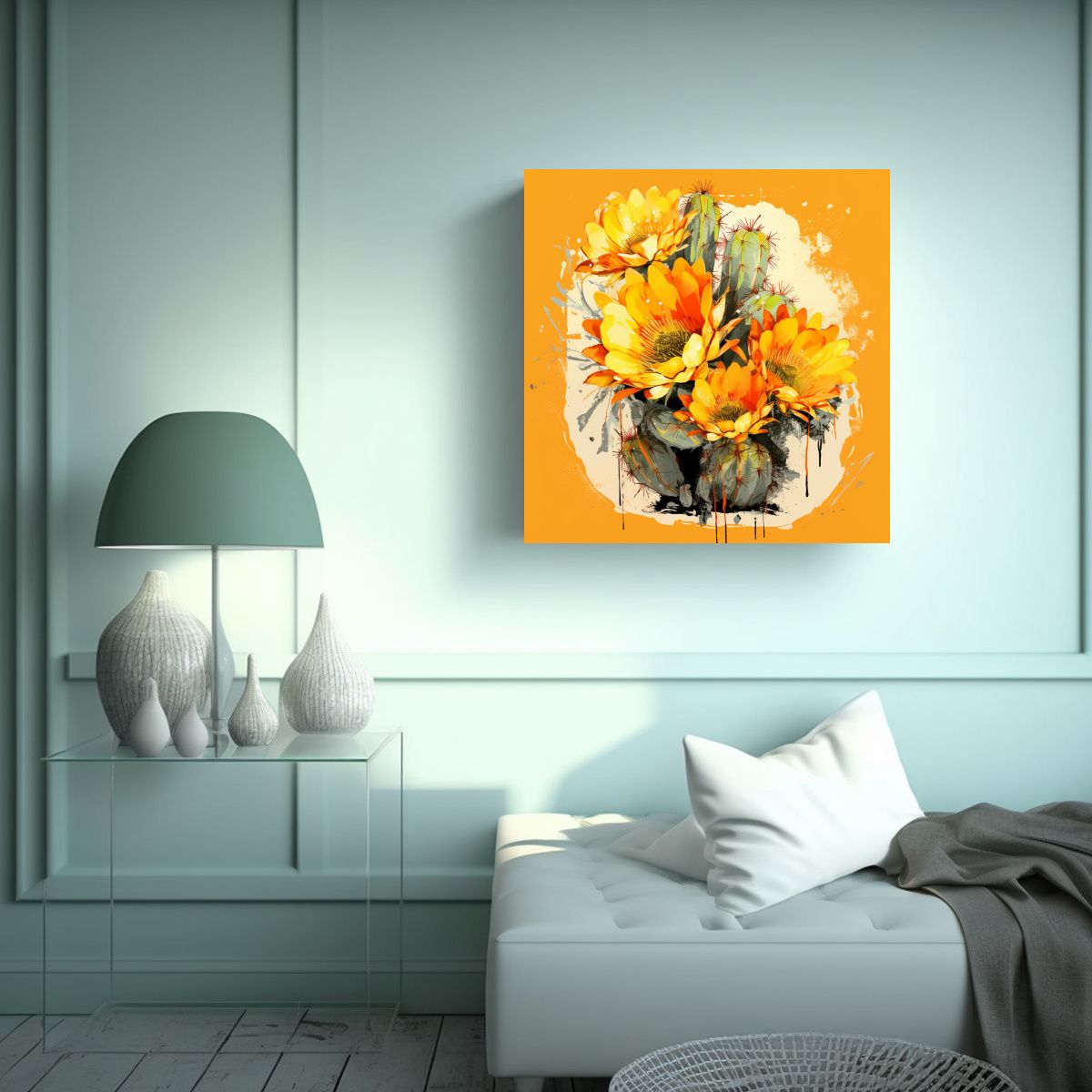 GENERICO - Pinturas Decorativas De Cactus En Amarillo Con 90x90 Cm