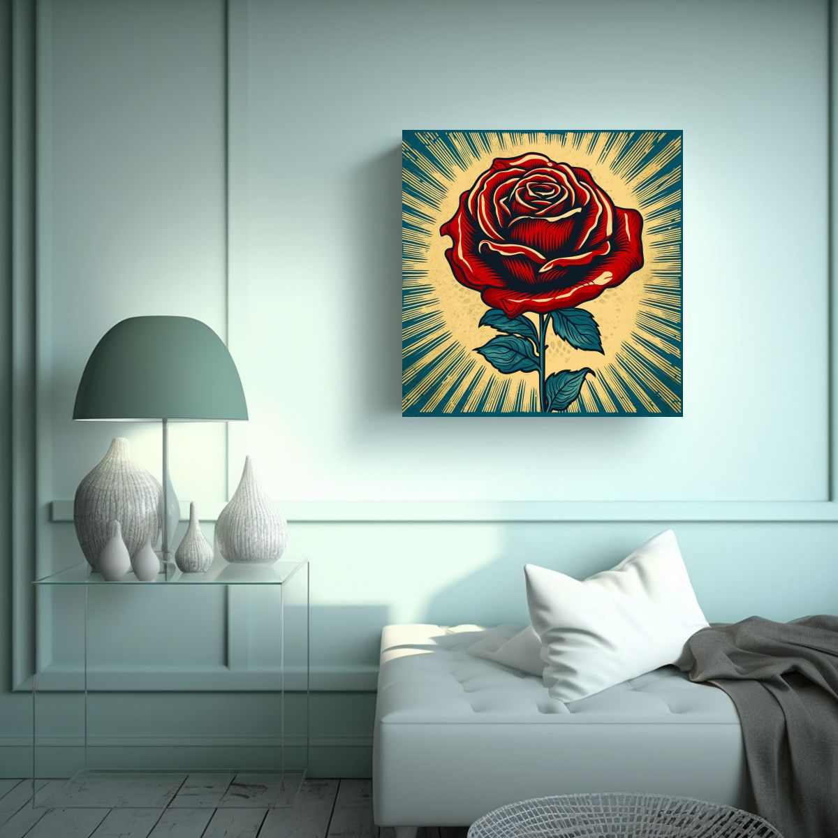 GENERICO - Fotografía De Rosa Al Estilo Shepard Fairey 70x70 Cm