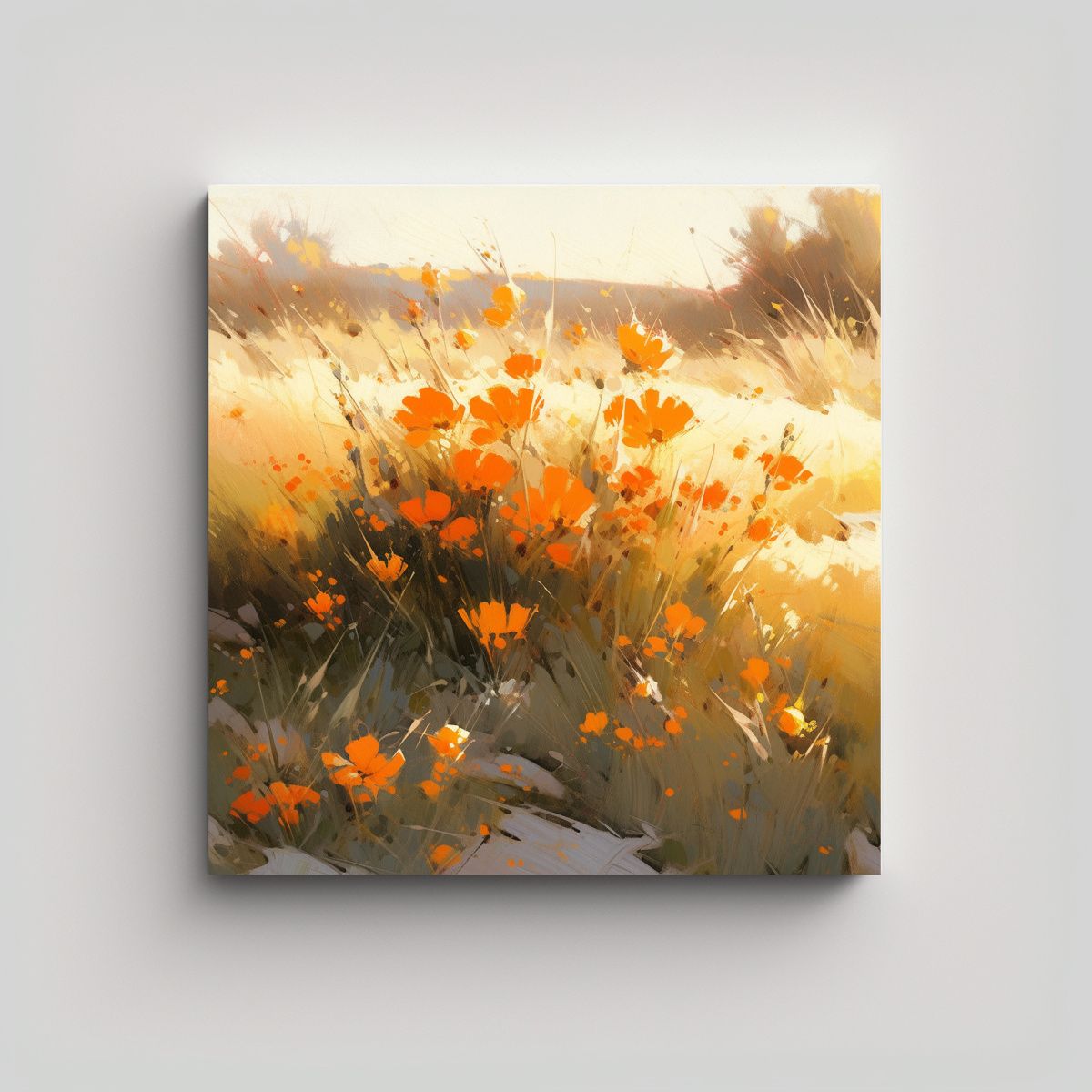 GENERICO - Pintura En Lienzo De Flores Amarillas Y Naranjas 80x80 Cm