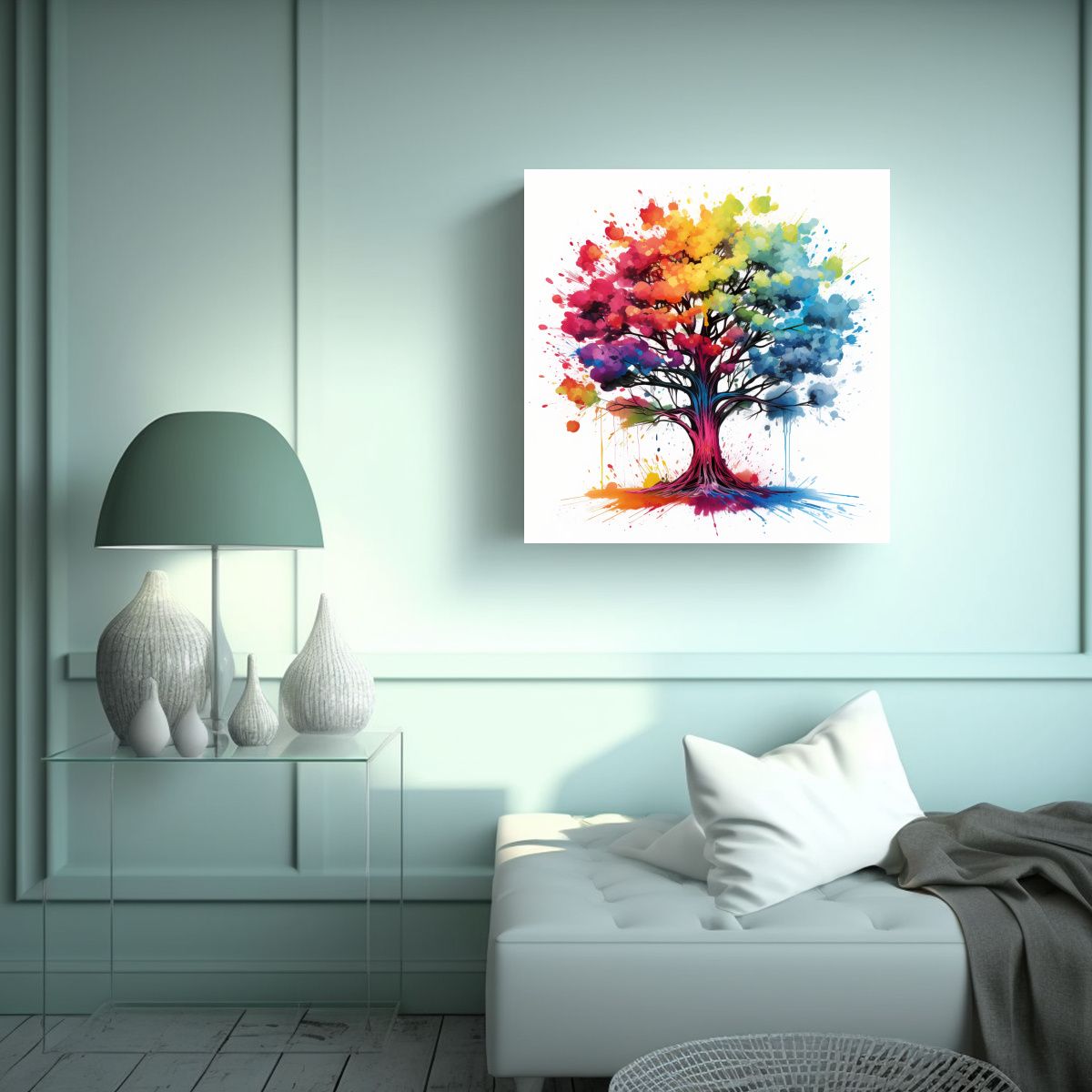 GENERICO - Pintura Fine Art Impreso Intenso De Un Árbol De 80x80 Cm.