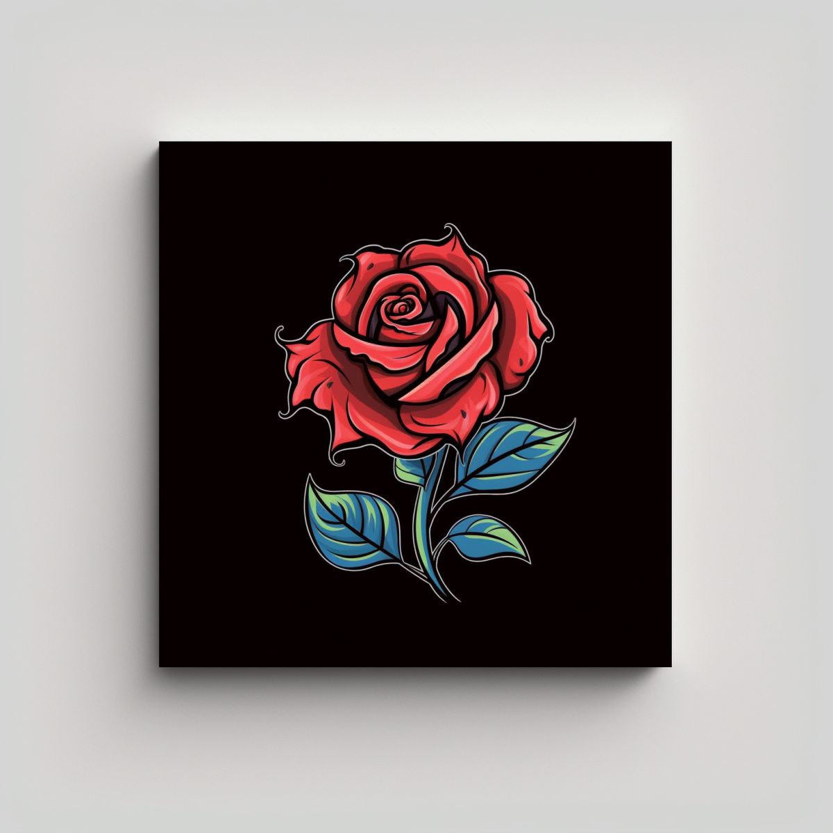 GENERICO - Esquema De Arte De Pared Cuadrado Con Rosa 70x70 Cm