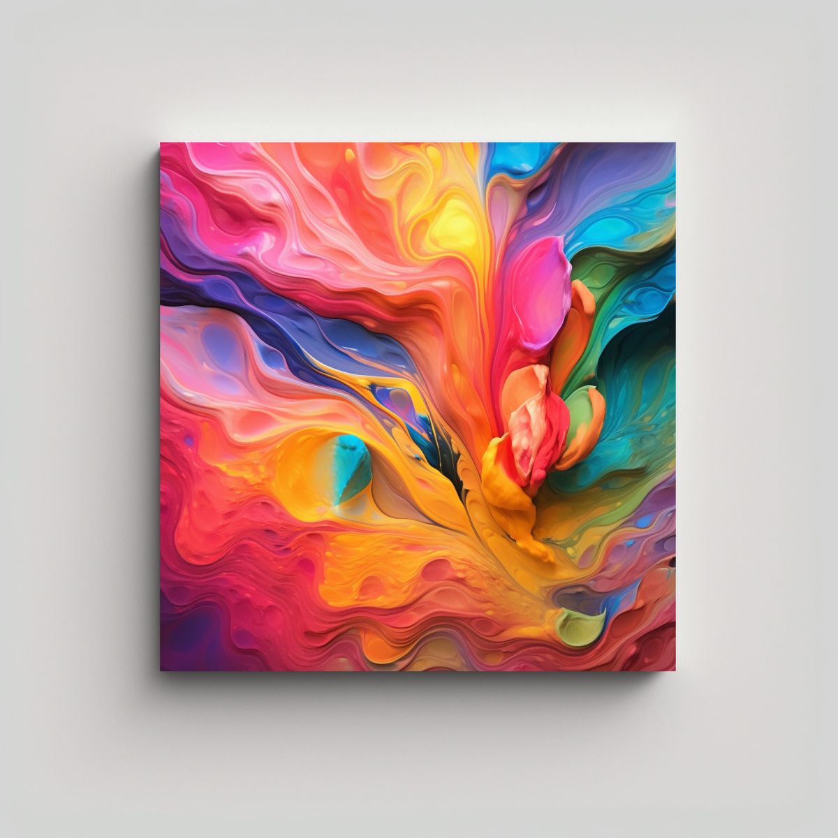GENERICO - Cuadro Decorativo De Abstracción Multicolor 80x80 Cm