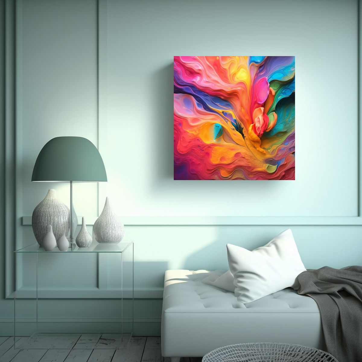 GENERICO - Cuadro Decorativo De Abstracción Multicolor 80x80 Cm