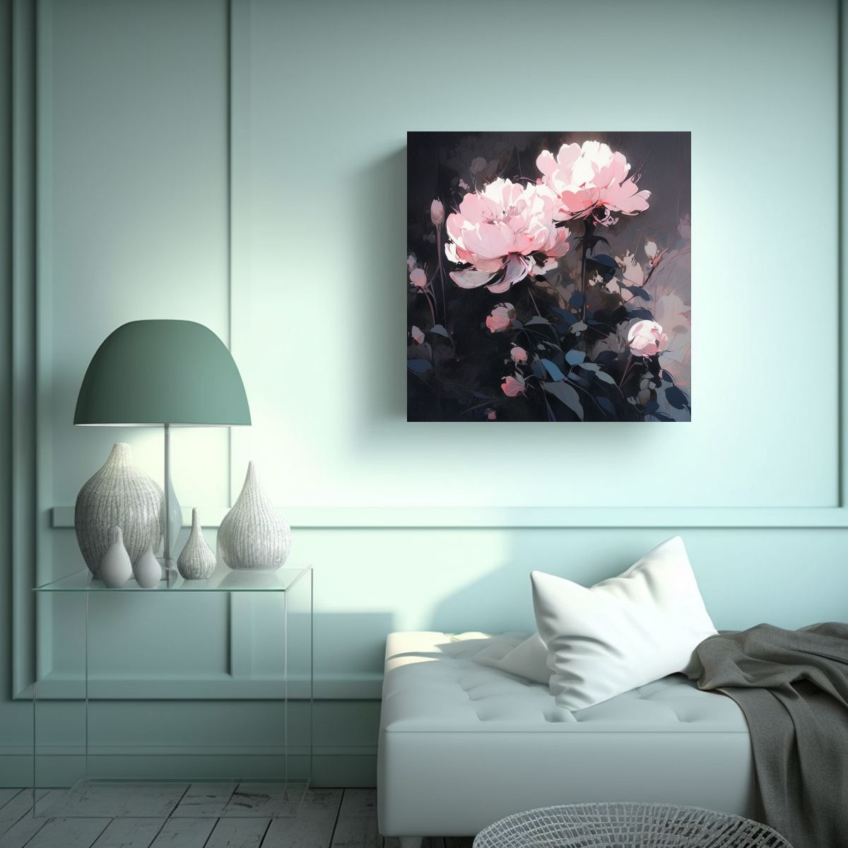 GENERICO - Pintura De Flores En Lienzo Arte De Pared 90x90 Cm