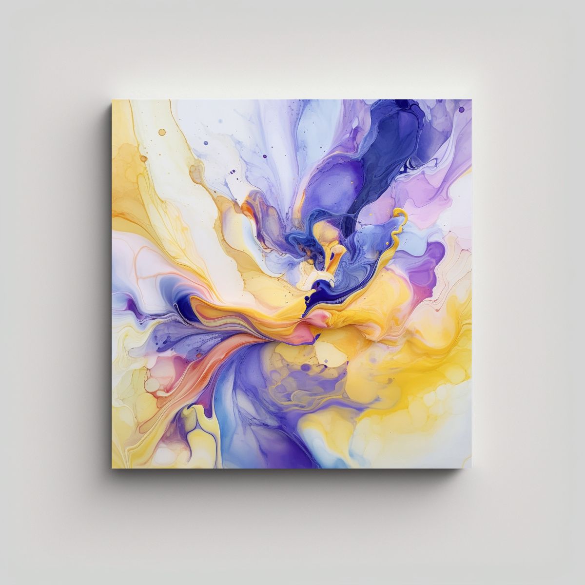 GENERICO - Cuadro Tela Cálido Reflejo Mágico Amarillo Azul 80x80 Cm