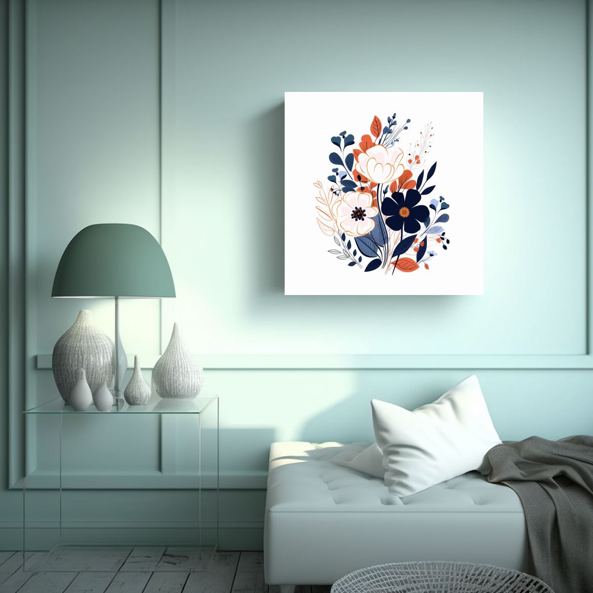 GENERICO - Arte En Línea Floral Moderna Unica Para 90x90 Cm