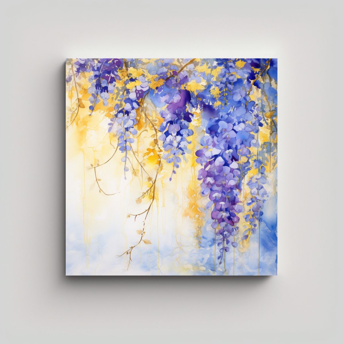 GENERICO - Lienzo Vintage Abstracto Con Flores De Glicinas 80x80 Cm