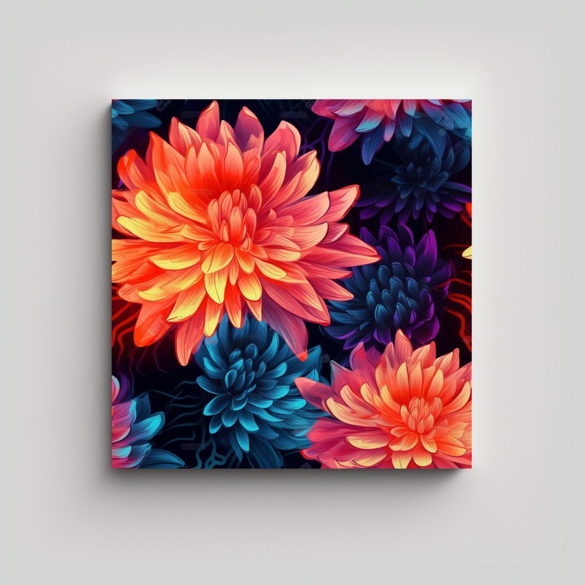 GENERICO - Patrón Continuo De Dahlia Pinnata Y Naturaleza 80x80 Cm