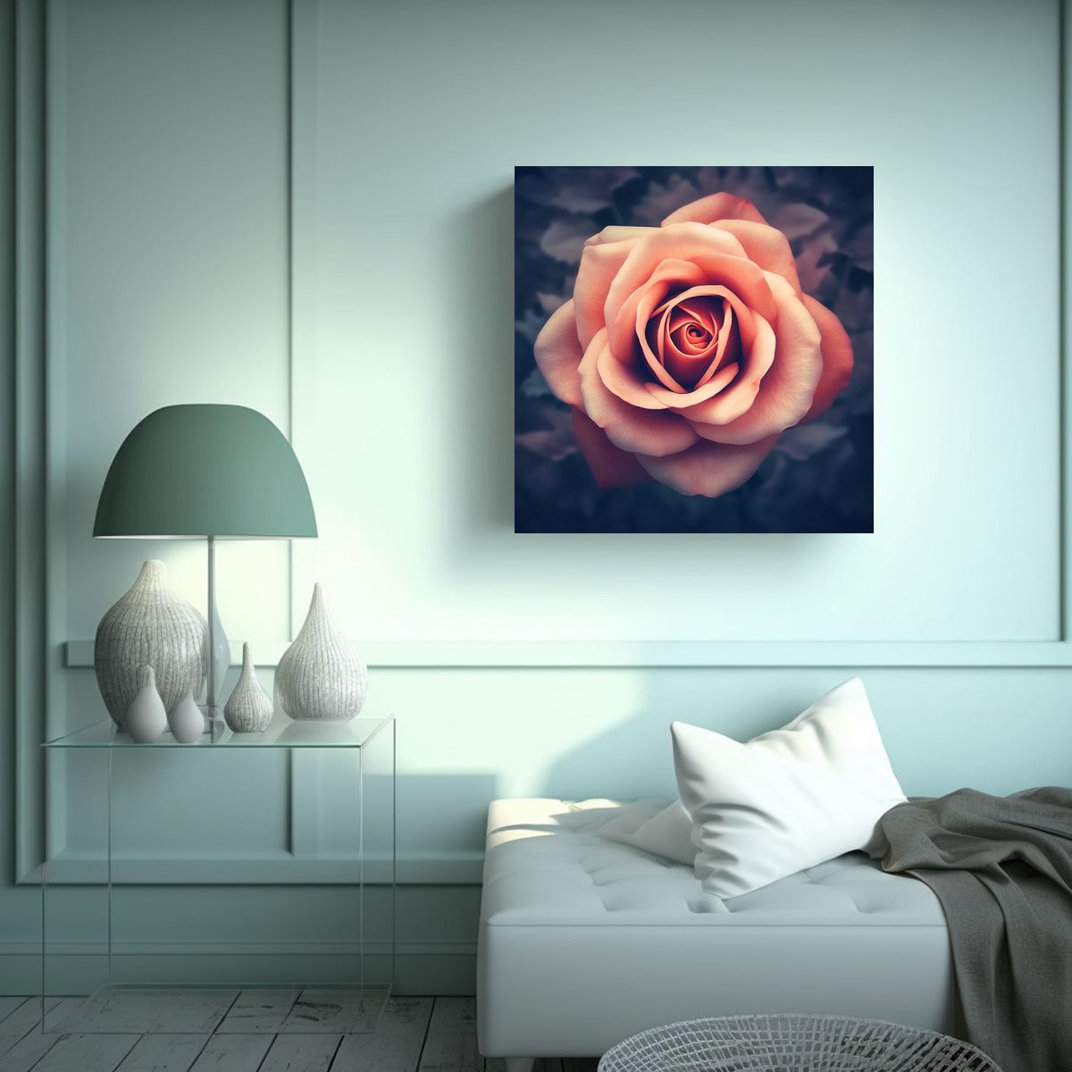 GENERICO - Cocina Arte Decorativo Rosa Vista Superior Estilo 80x80 Cm