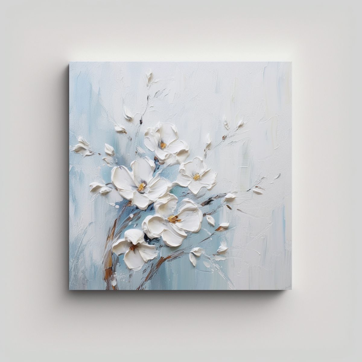 GENERICO - Pinturas Decorativas De Flores Blancas Sobre 90x90 Cm