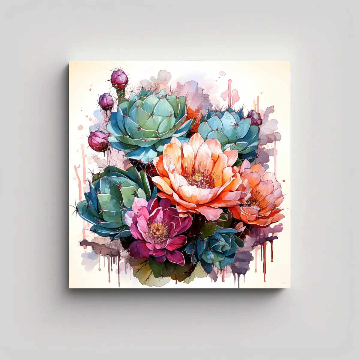 GENERICO - Pintura Impreso De Comedor Con Plantas De Cactus 70x70 Cm