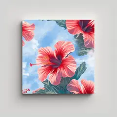 GENERICO - Cuadro Pop Art Espectacular Patrón Hibiscus 80x80 Cm