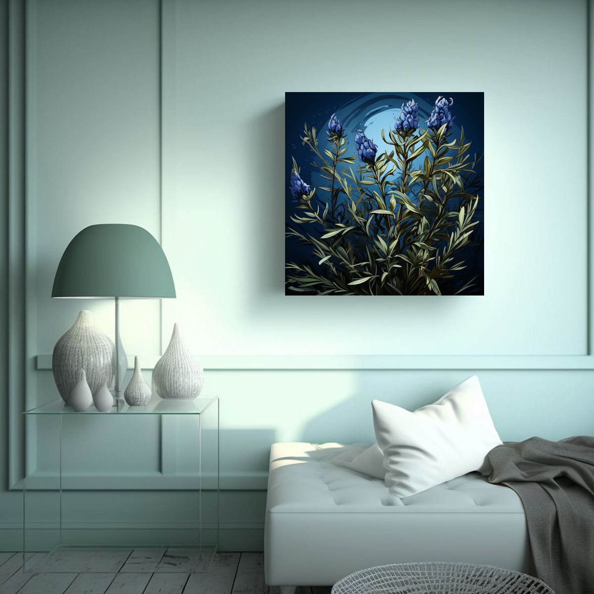 GENERICO - Cuadro Cuadrado De Habitación Con Hierbas De 80x80 Cm
