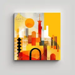 GENERICO - Postal Amarillo Inspirado En Marruecos Con 70x70 Cm.