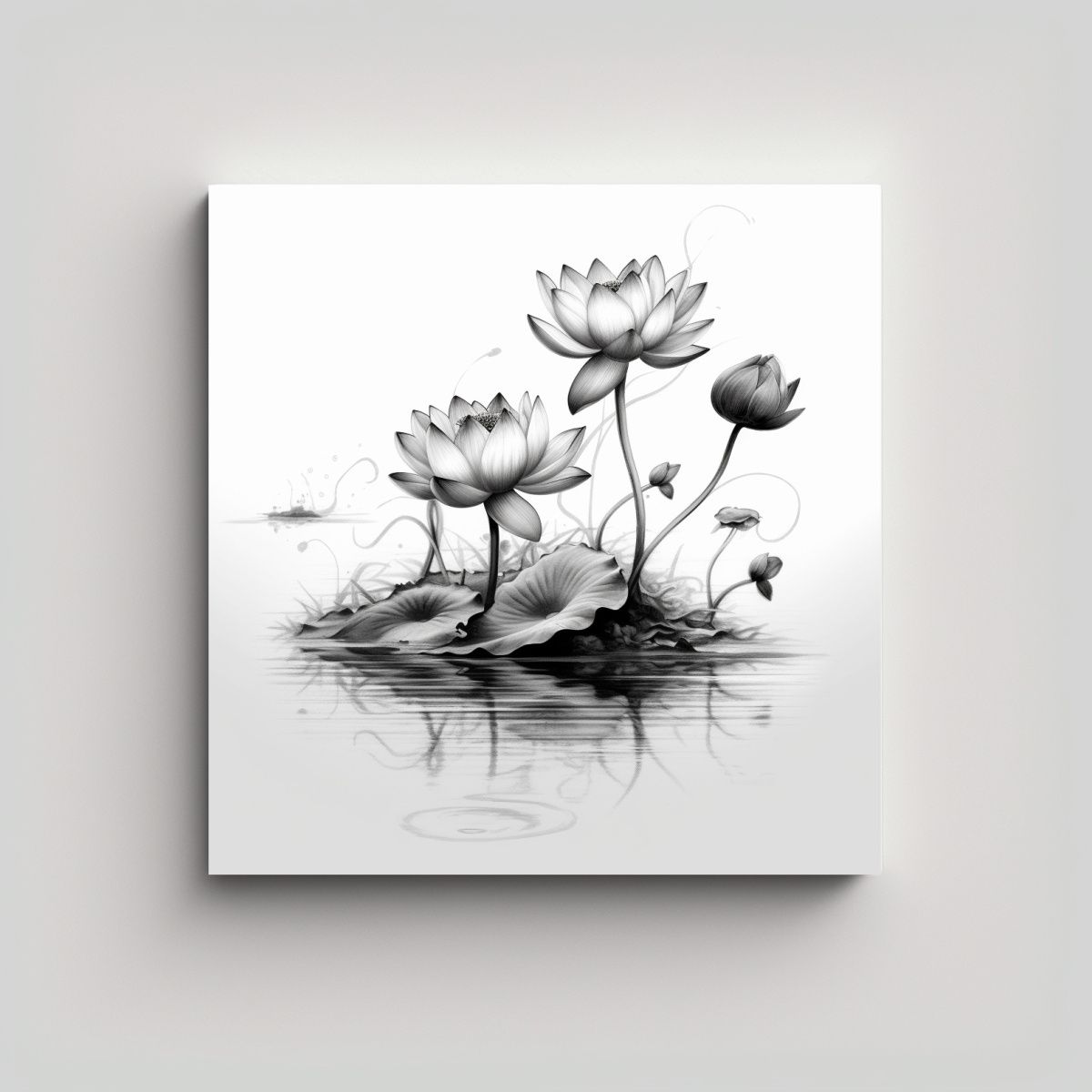 GENERICO - Sama Lotus Lineal Arte Pared Inspiración 90x90 Cm