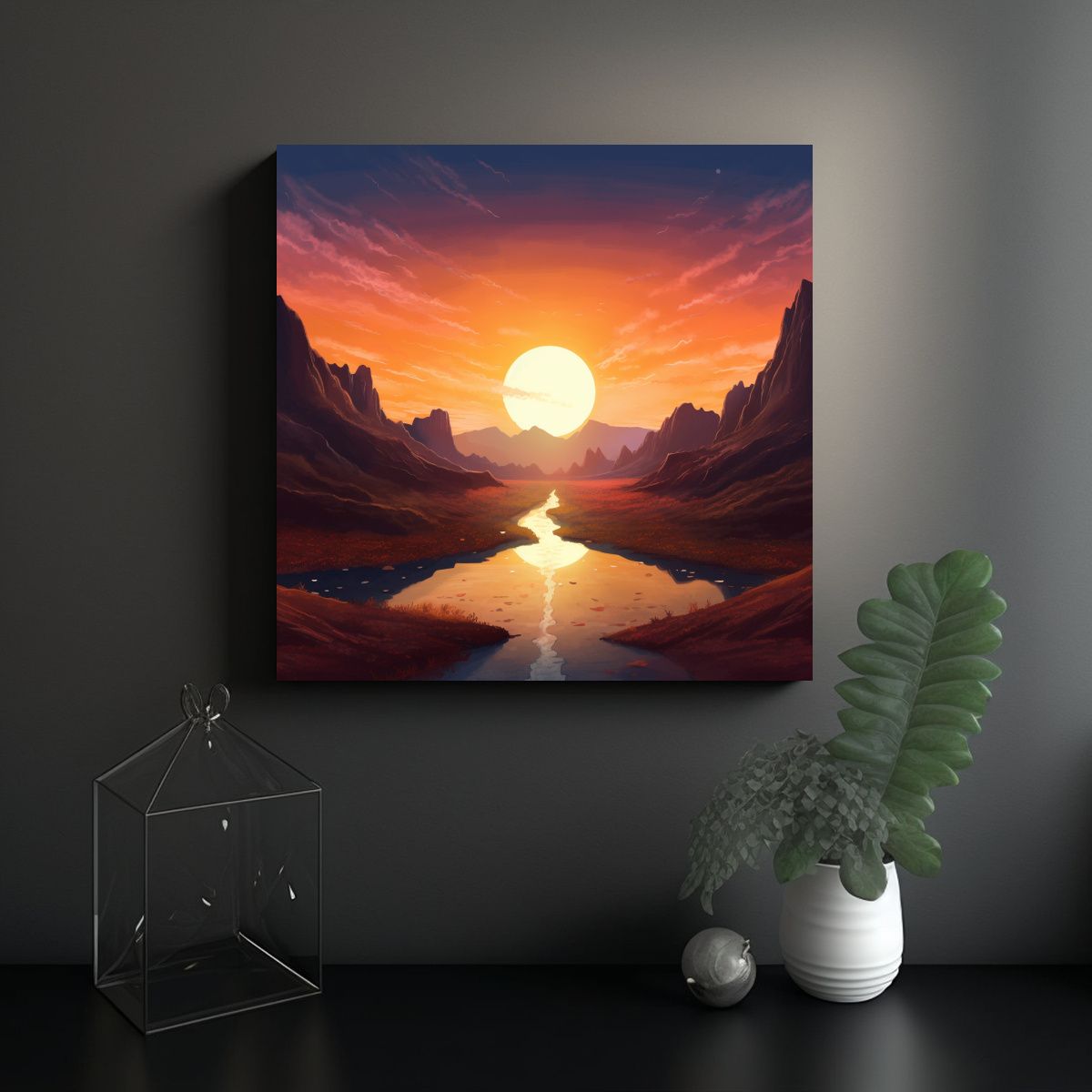 GENERICO - Cuadro Decorativo Con Dos Soles Brillantes En El 90x90 Cm.